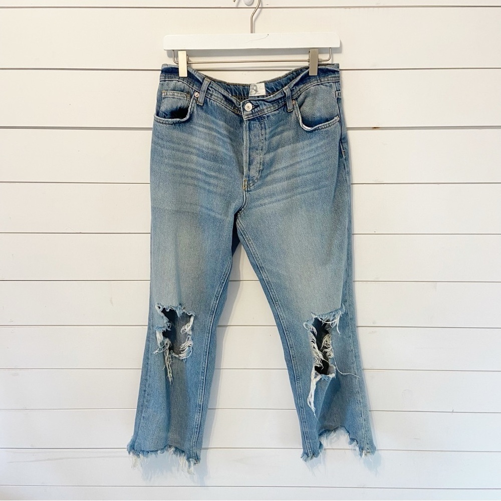 We the free | Women’s 100% Cotton High Rise Distressed Cropped Raw Hem Jeans 29